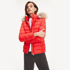 Tommy Hilfiger dámská zimní červená bunda Essential